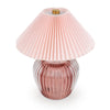 Ridged Glass LED Table Lamp with Pleated Shade - Pink - Distinctly Living
