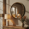 Round Gold Mirror Cottage Setting