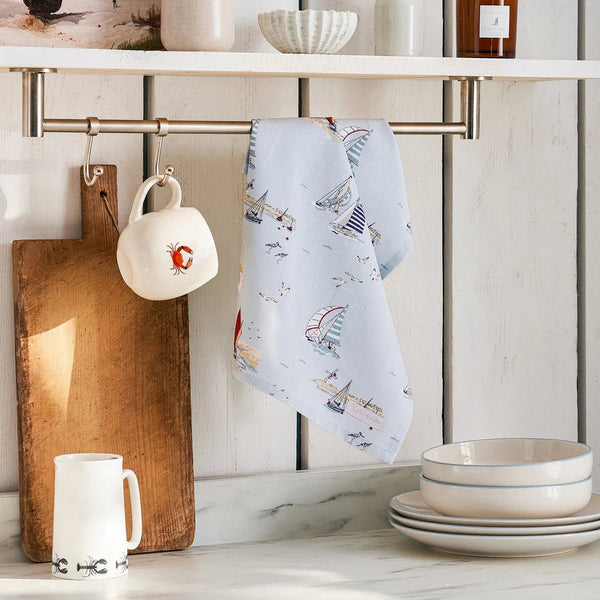 Sailing Boats Tea Towel - Blue - Distinctly Living