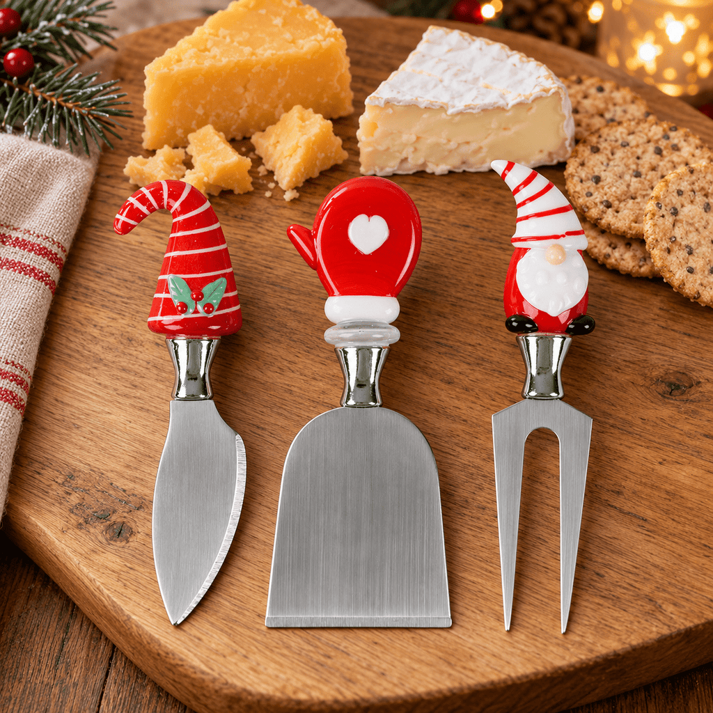 Santa's Cheeseboard – Set of 3 Cheese Knives - Distinctly Living