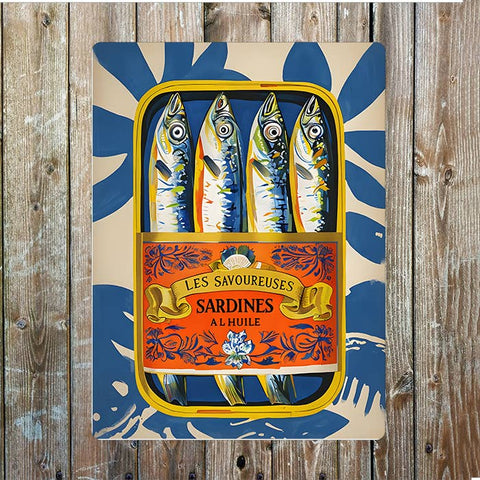 Sardine Can Illustration Kitchen Metal Sign Plaque - Distinctly Living