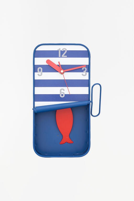 Sardine Tin Clock - Dark Blue Stripe - Distinctly Living