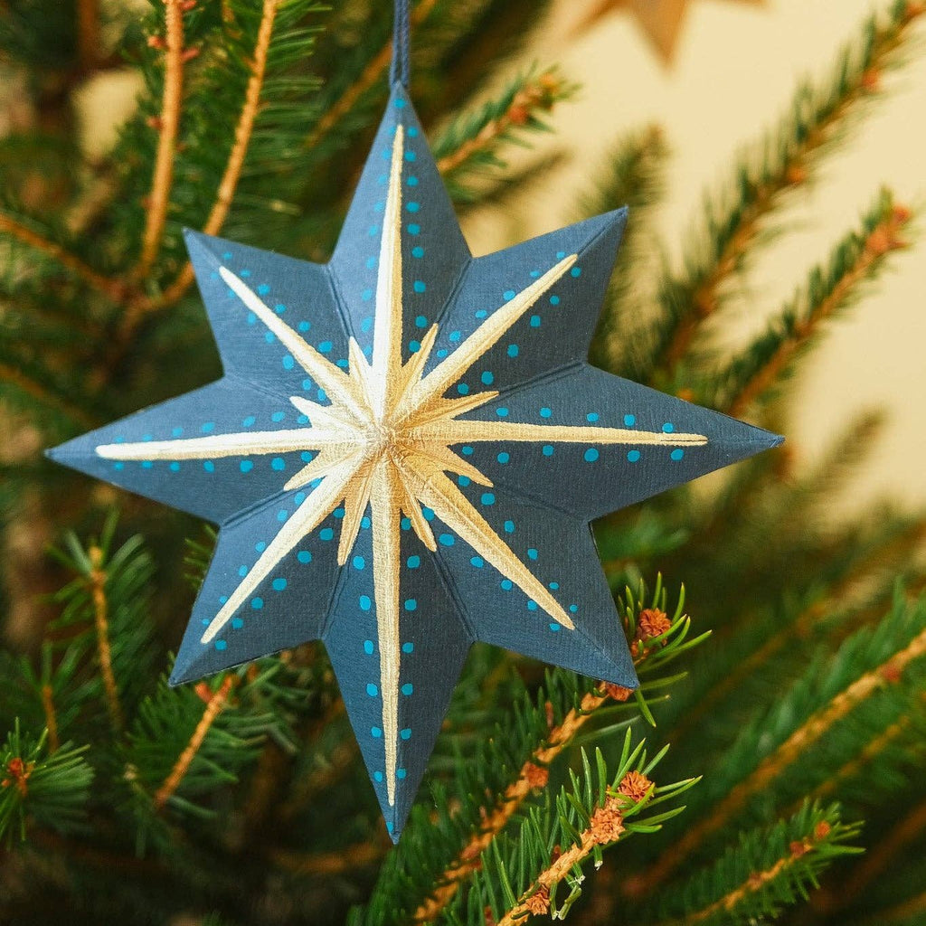 Screen Printed Blue Star Decoration - Distinctly Living