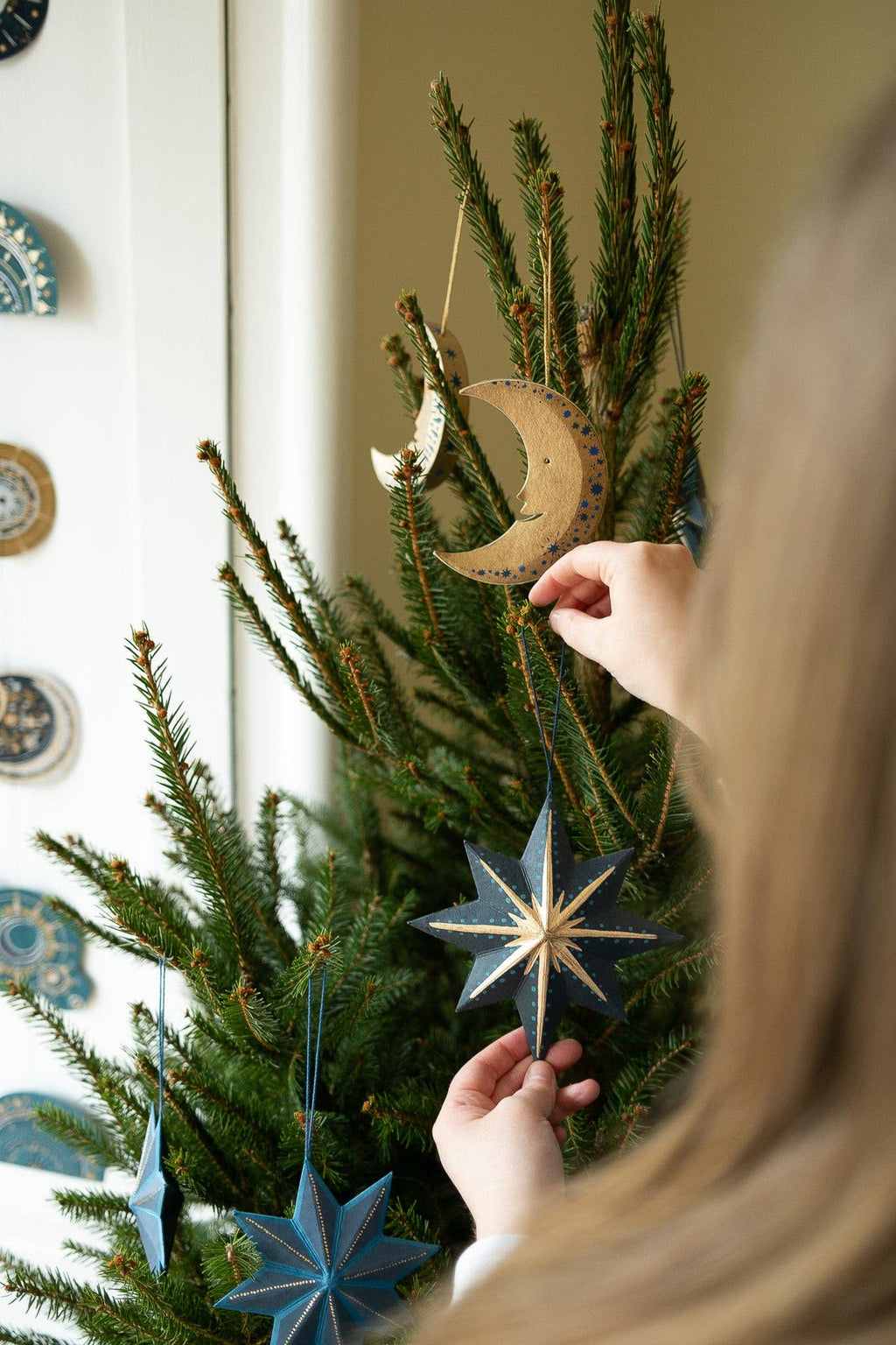 Screen Printed Blue Star Decoration - Distinctly Living