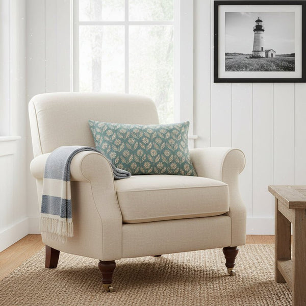 Sea Blue Daisy Cushion - Distinctly Living