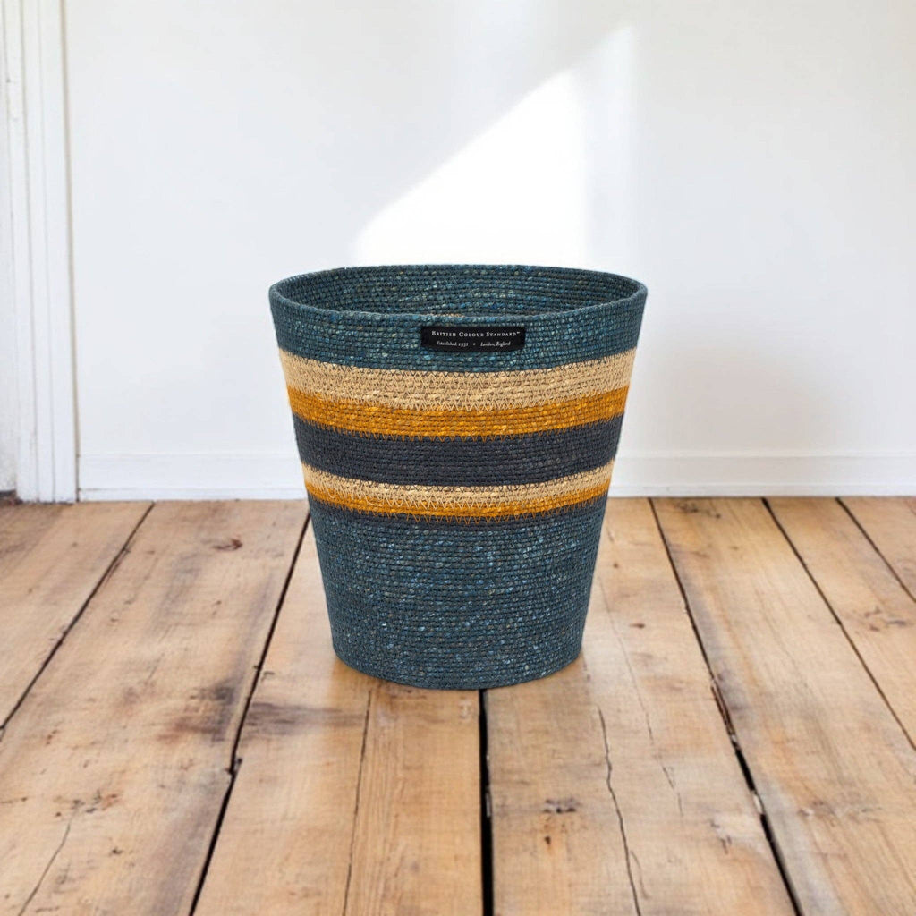 Seagrass Waste Paper Basket - Blues - Distinctly Living