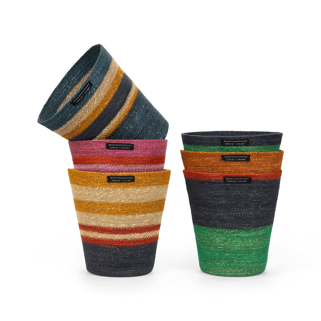 Seagrass Waste Paper Basket - Blues - Distinctly Living
