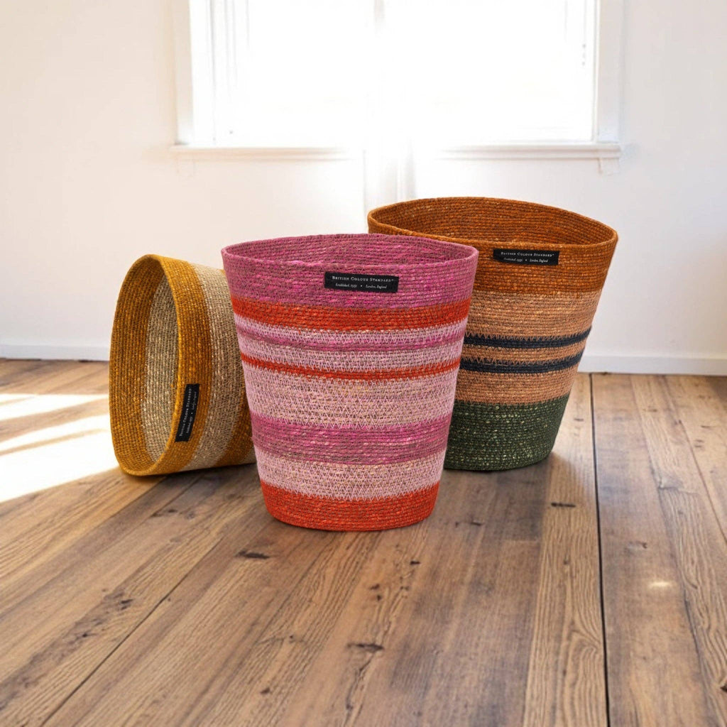 Seagrass Waste Paper Basket - Red and Pinks - Distinctly Living