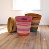 Seagrass Waste Paper Basket - Red and Pinks - Distinctly Living