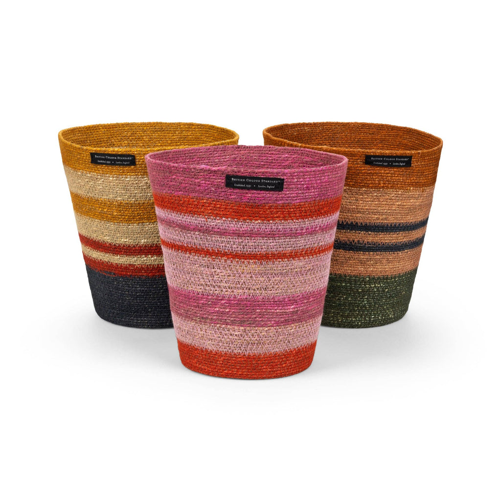 Seagrass Waste Paper Basket - Red and Pinks - Distinctly Living