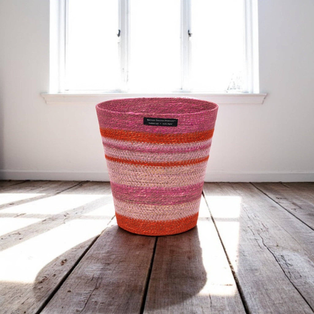 Seagrass Waste Paper Basket - Red and Pinks - Distinctly Living