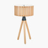 Senigallia Slatted Natural Wood Tripod Table Lamp - Distinctly Living