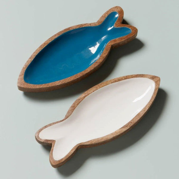 Set of Two Wooden Fish Dishes - Distinctly Living