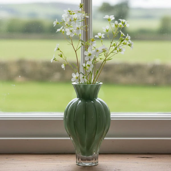 Slim Green Glass Stem Vase - Distinctly Living
