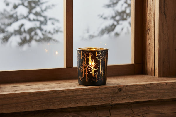 Small Black and Gold Woodland Votive - Distinctly Living