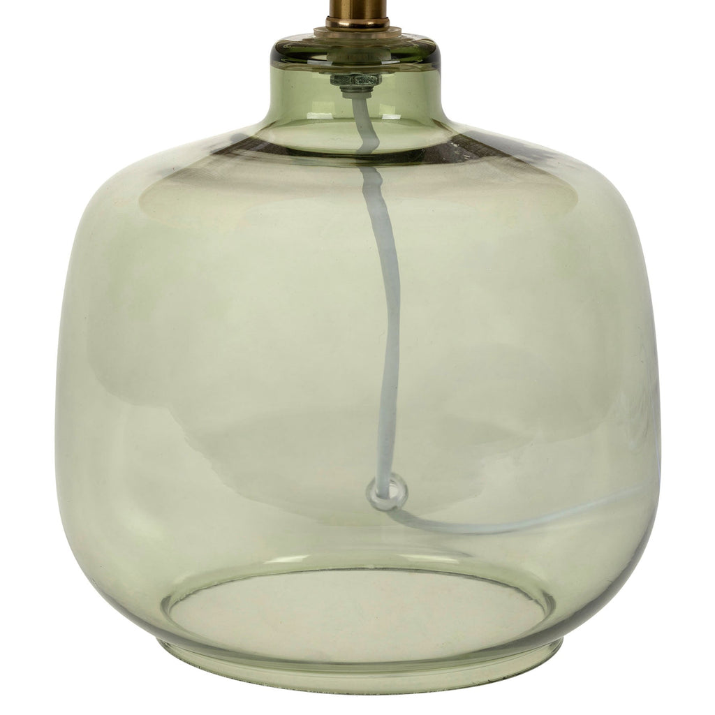 Small Green Glass Table Lamp and Linen Shade - Distinctly Living