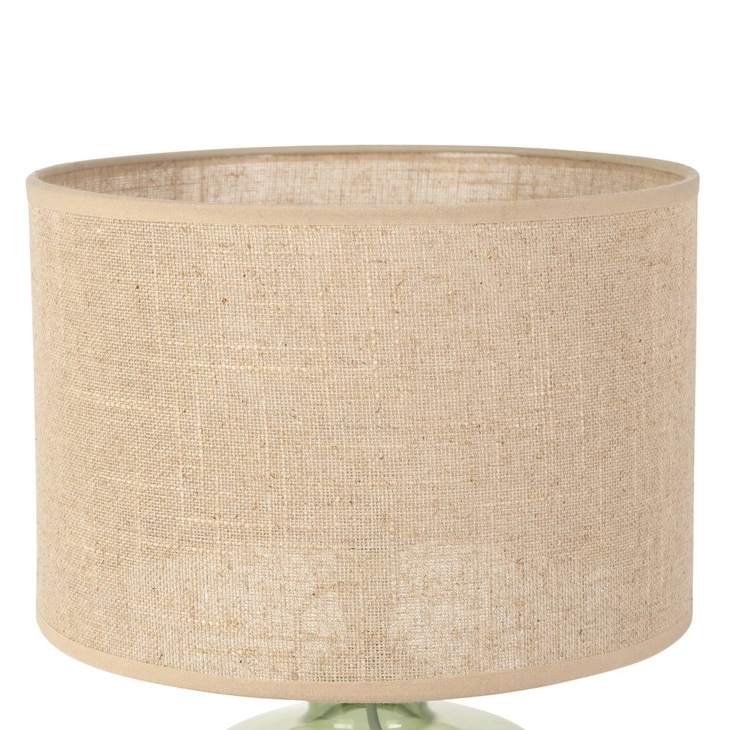 Small Green Glass Table Lamp and Linen Shade - Distinctly Living