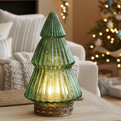 Small LED Green Glass Christmas Tree - Distinctly Living