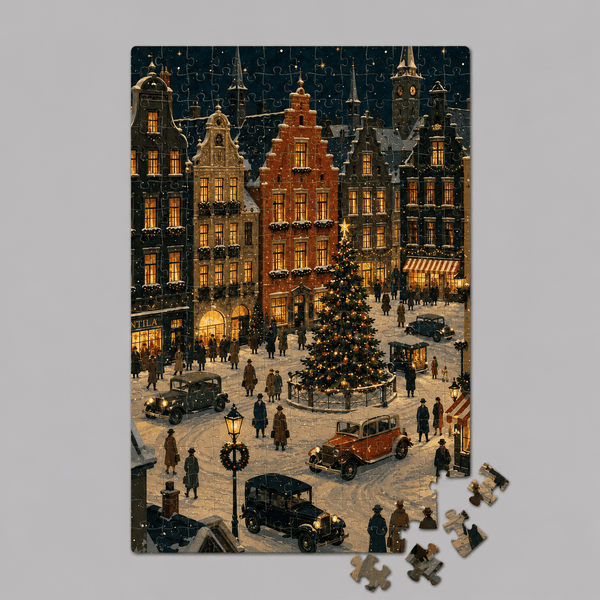 Snowy Christmas Town Square - Mini Jigsaw Puzzle - Distinctly Living