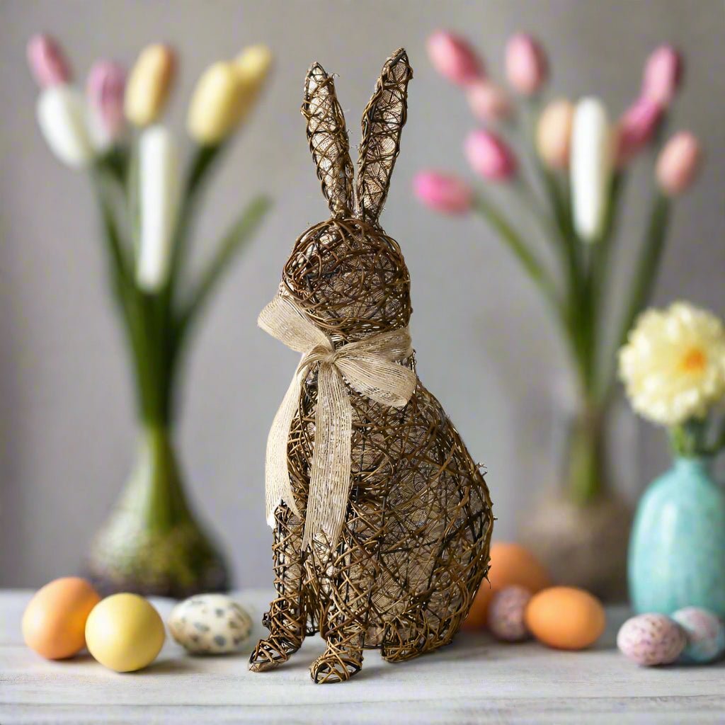 Standing Rattan Bunny Deco - Distinctly Living