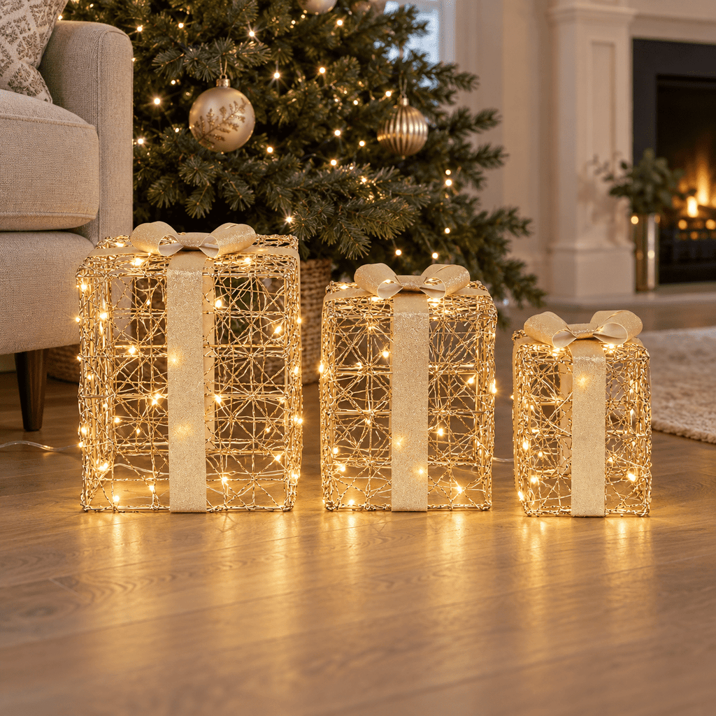 Starlit Gifts LED Present Boxes - Set of 3 - Distinctly Living