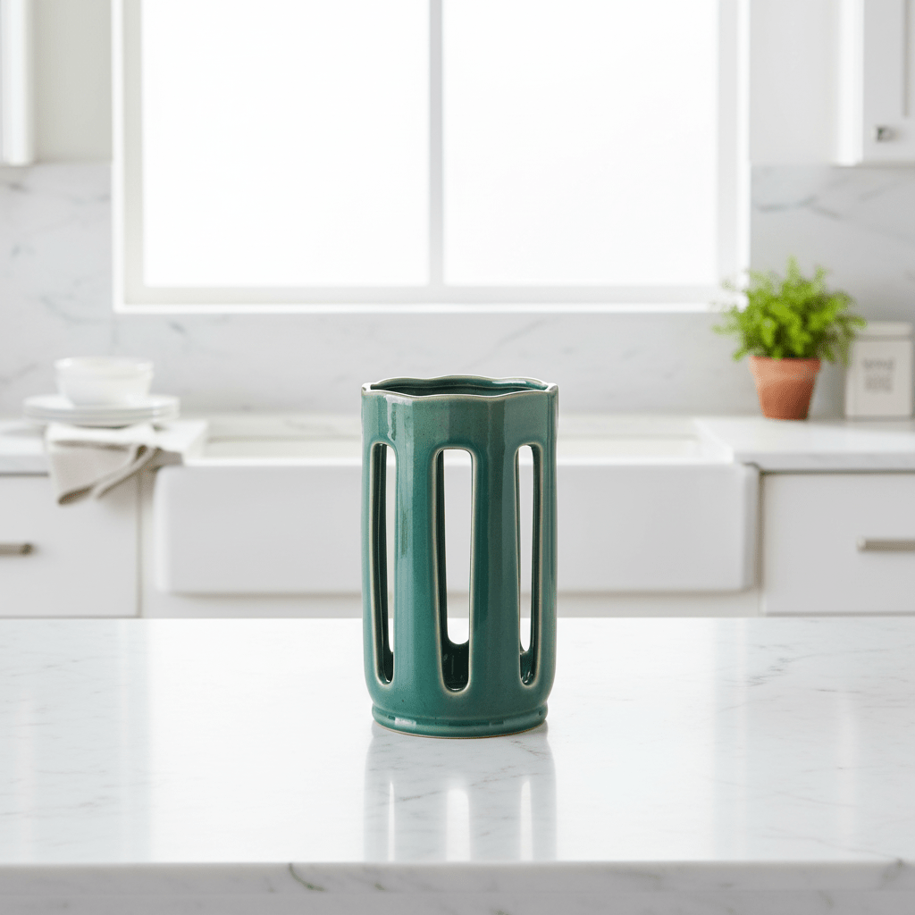 Stoneware Emerald Utensil Holder - Distinctly Living
