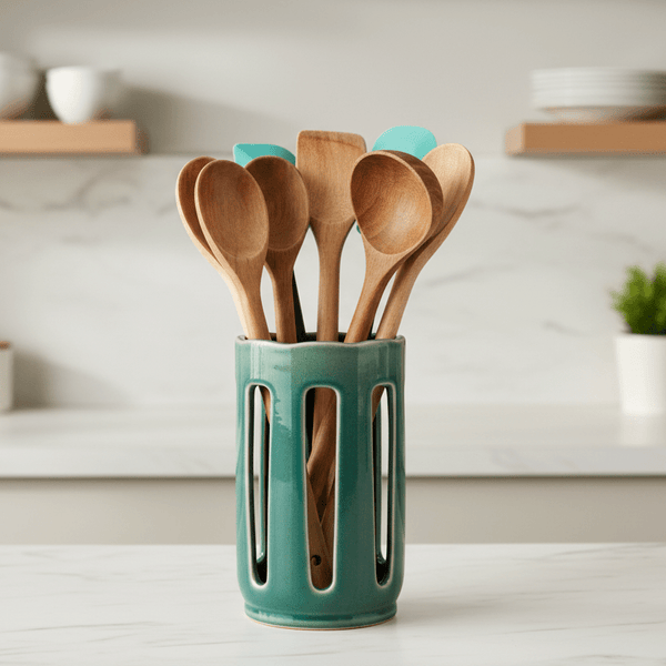 Stoneware Emerald Utensil Holder - Distinctly Living