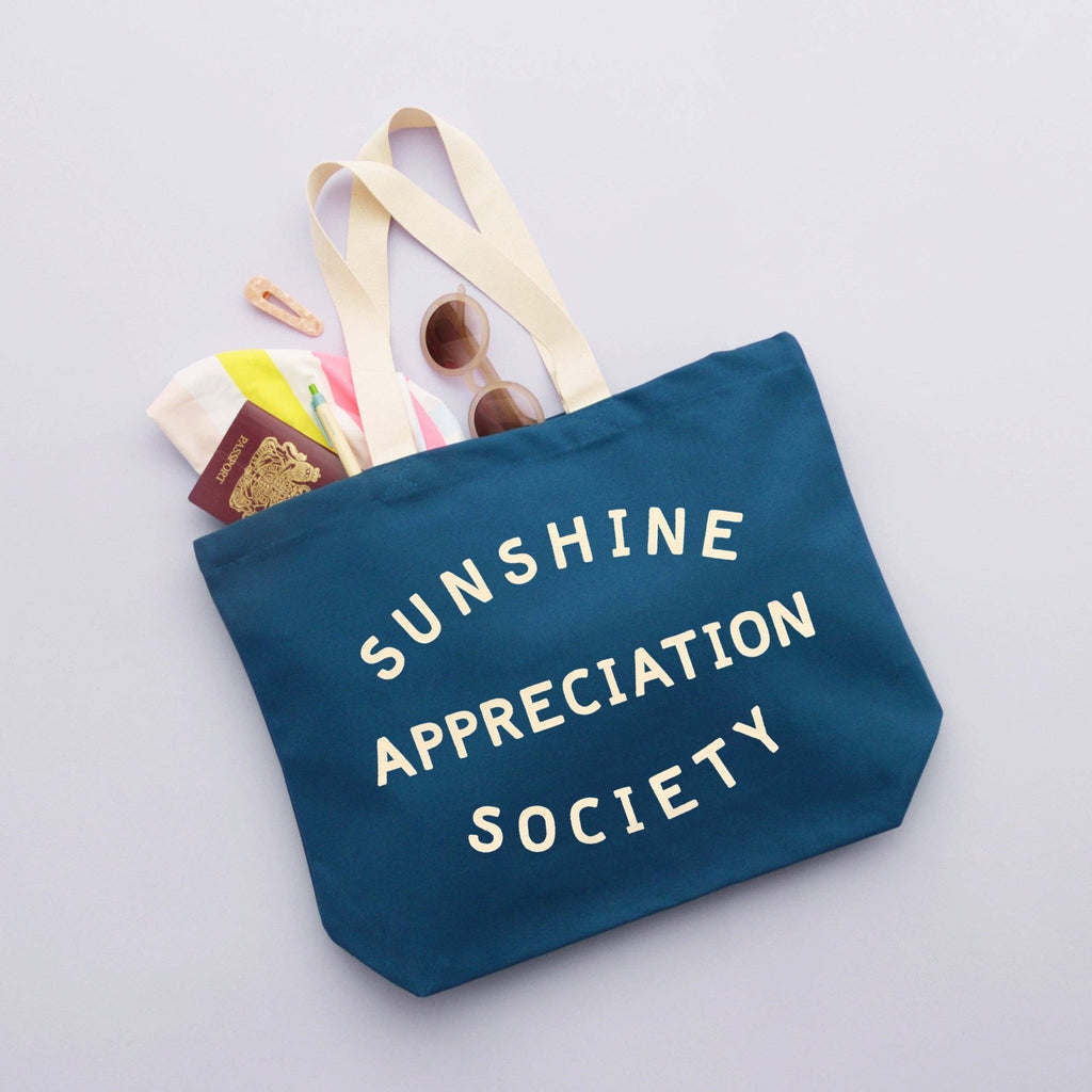 Sunshine Appreciation Society - Ocean Blue Canvas Tote Bag - Distinctly Living