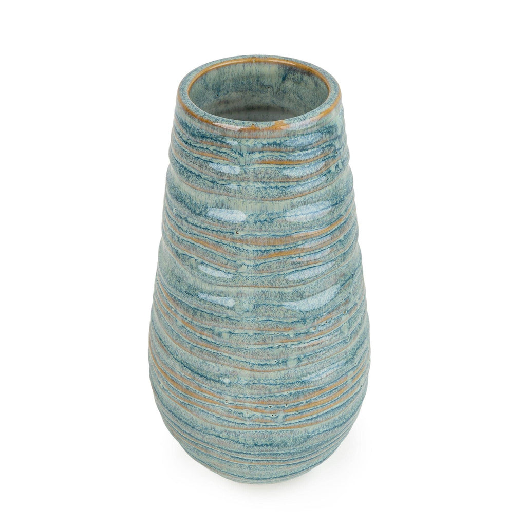 Textured Blue Glaze Vase - Distinctly Living