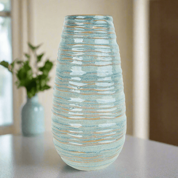 Textured Blue Glaze Vase - Distinctly Living