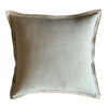 Tivoli sage and tobacco linen cushion with wide flange border