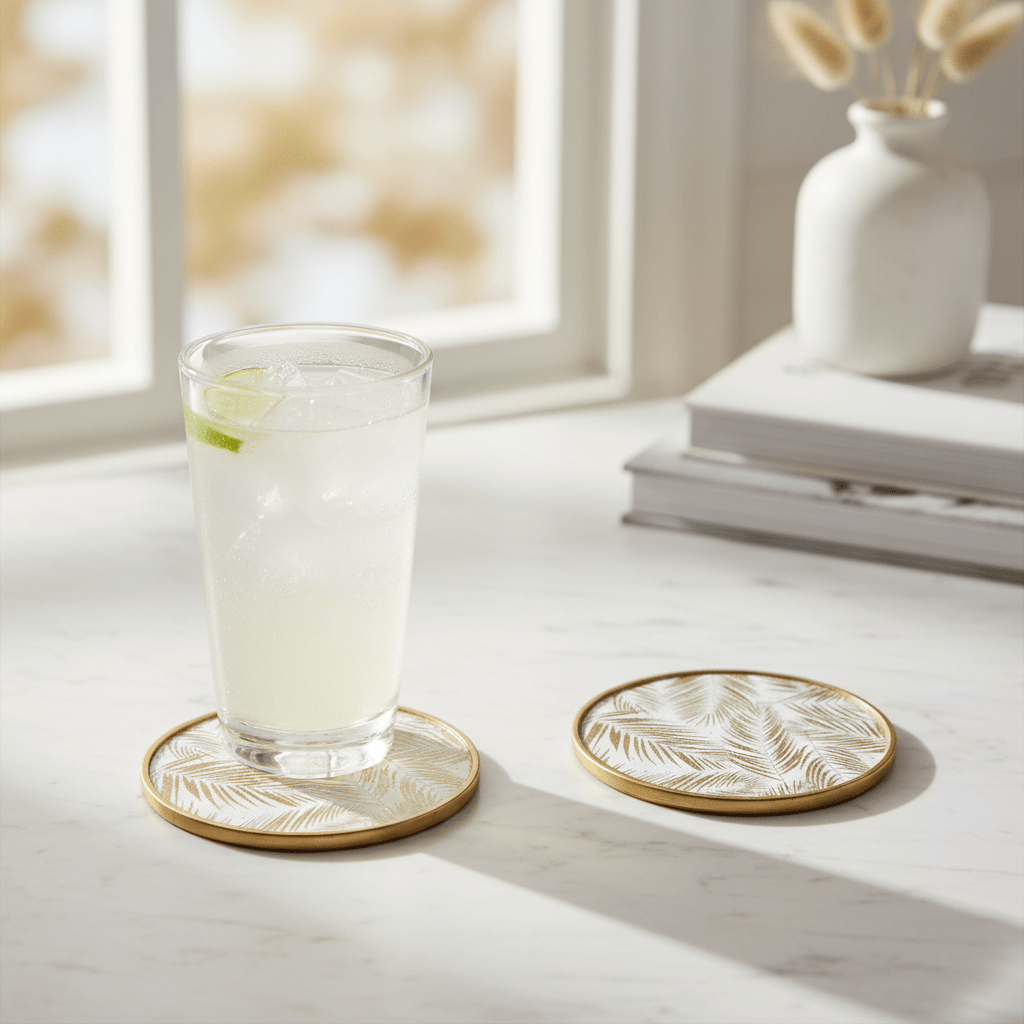 Trocial Leaf Round Coasters - Set of 4 - Distinctly Living