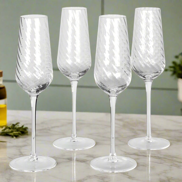 Twist - Set of 4 Champagne Flutes - Distinctly Living