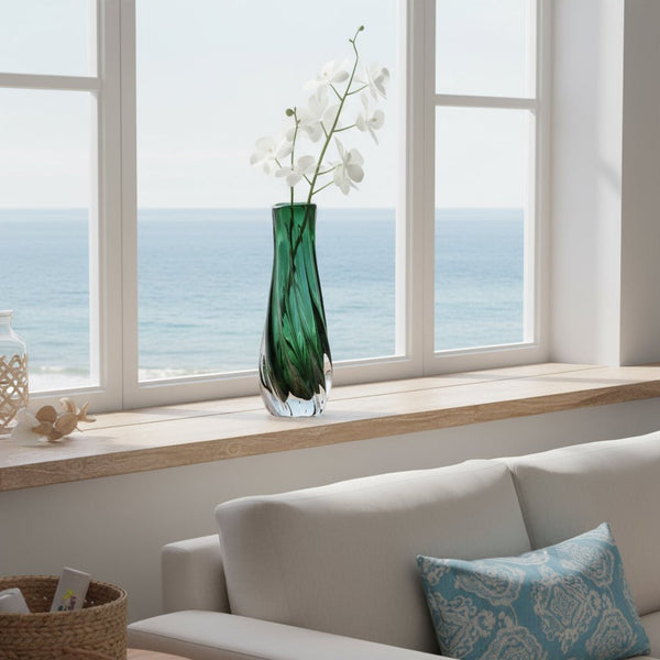 Twisted Emerald Tall Vase - Distinctly Living