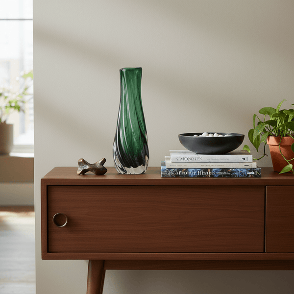 Twisted Emerald Tall Vase - Distinctly Living