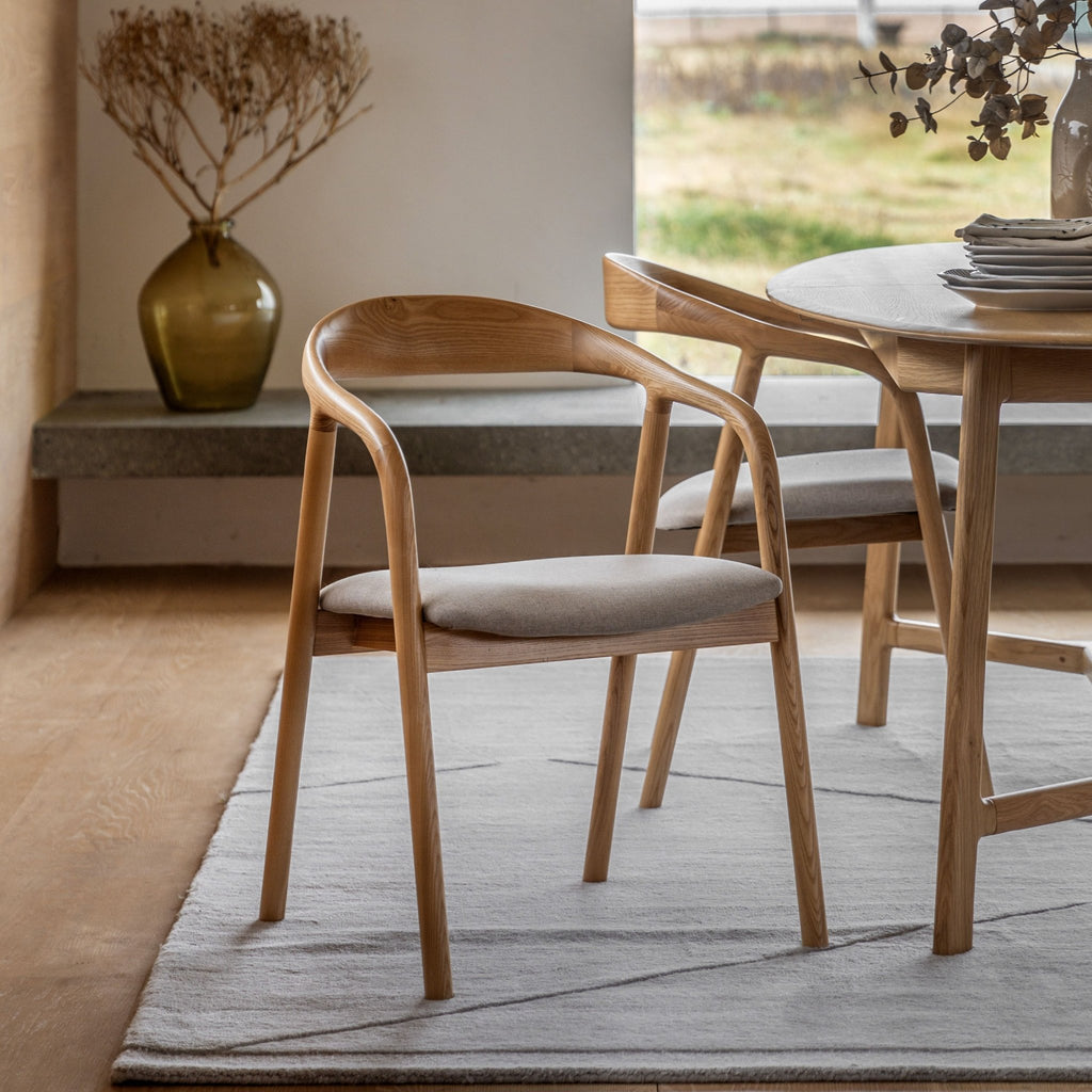 Upholstered Valencia Dining Chair - Set of 2 - Walnut or Oak - Distinctly Living