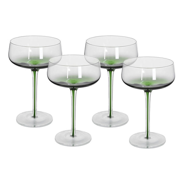 Varenna Green Stem Coupe Glasses Set of Four - Distinctly Living