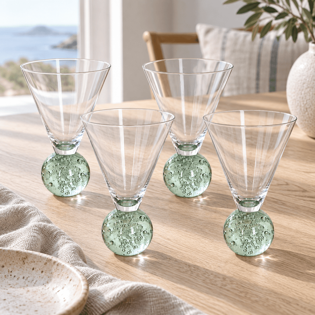 Verde Bubble Base Glasses Set of Four - Distinctly Living