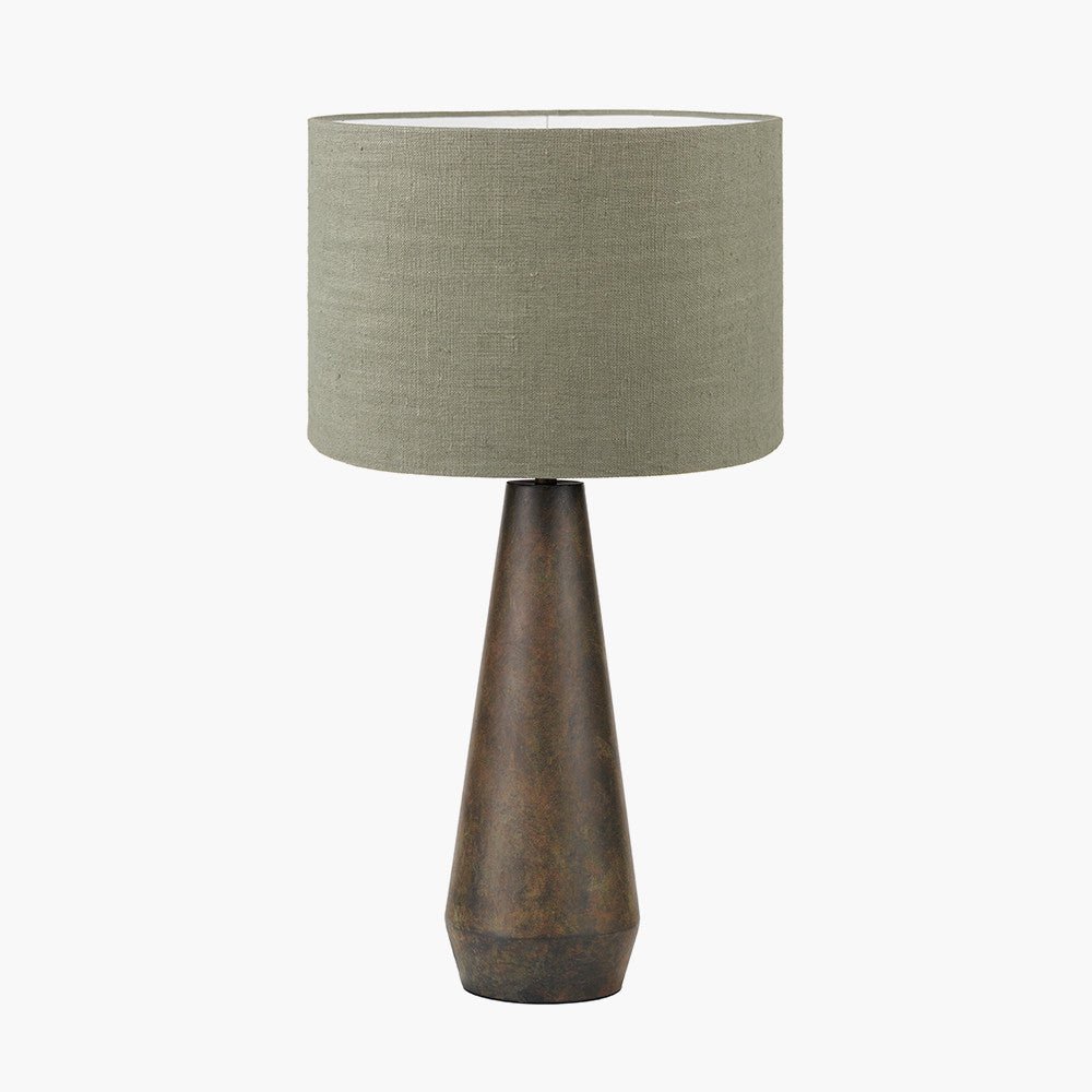 Verdi Gris Metal Table Lamp with Pistachio Linen Shade - Distinctly Living