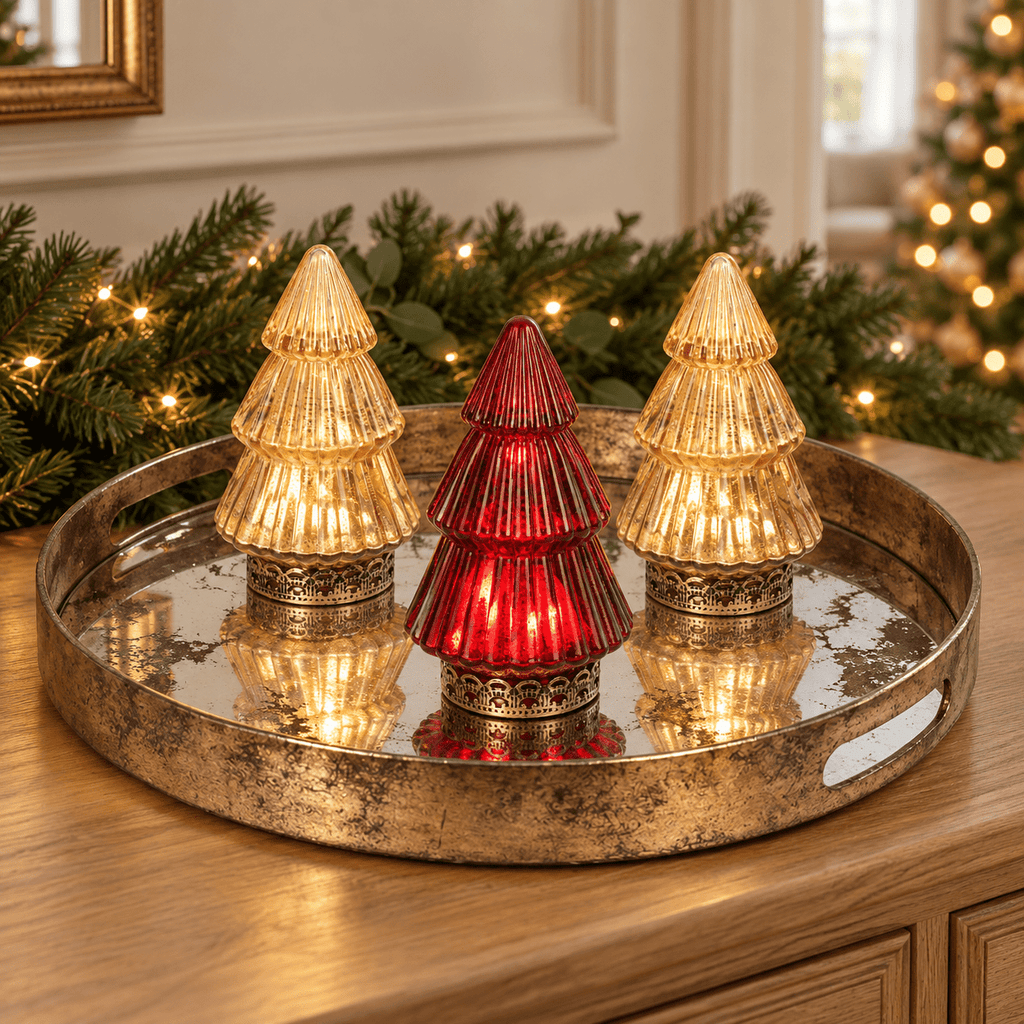 Vesper Glass LED Christmas Tree - Red or Gold - Distinctly Living
