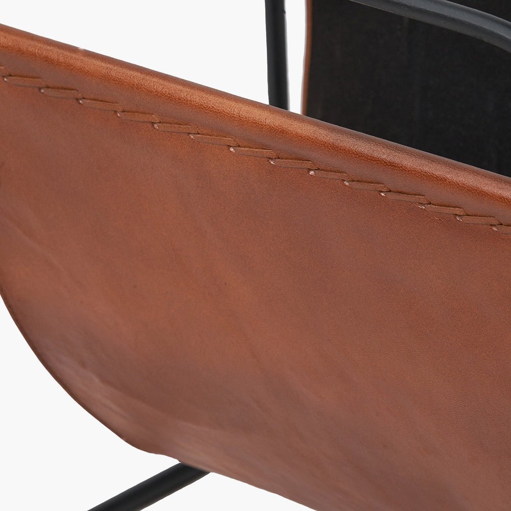 Vintage Brown Leather Magazine Rack - Distinctly Living