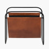 Vintage Brown Leather Magazine Rack - Distinctly Living