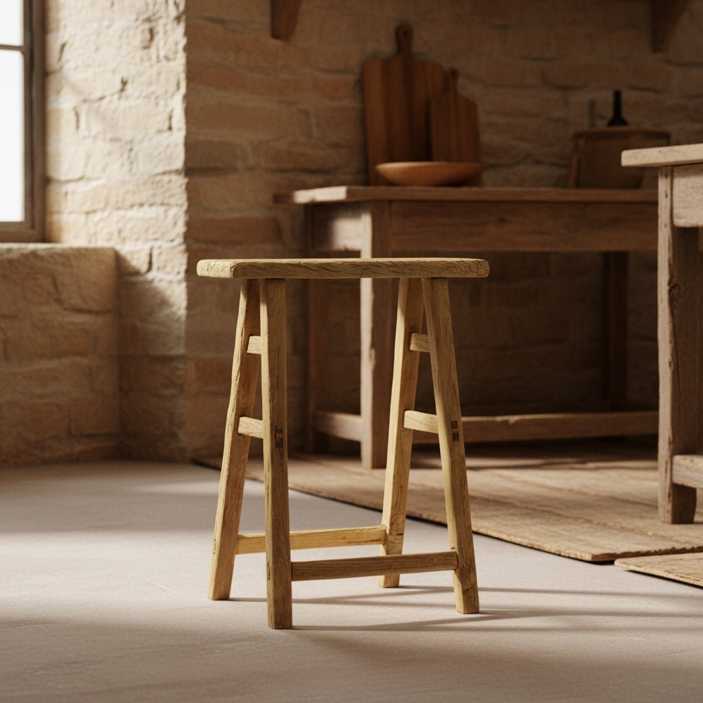 Vintage Rustic Stool - Elm - Distinctly Living