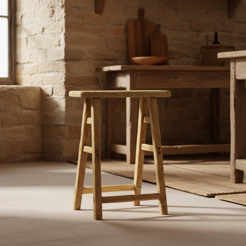 Vintage Rustic Stool - Elm - Distinctly Living