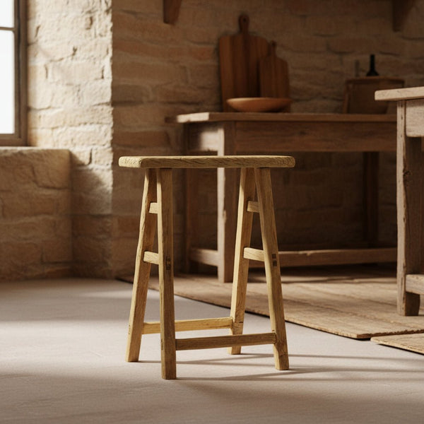 Vintage Rustic Stool - Elm - Distinctly Living
