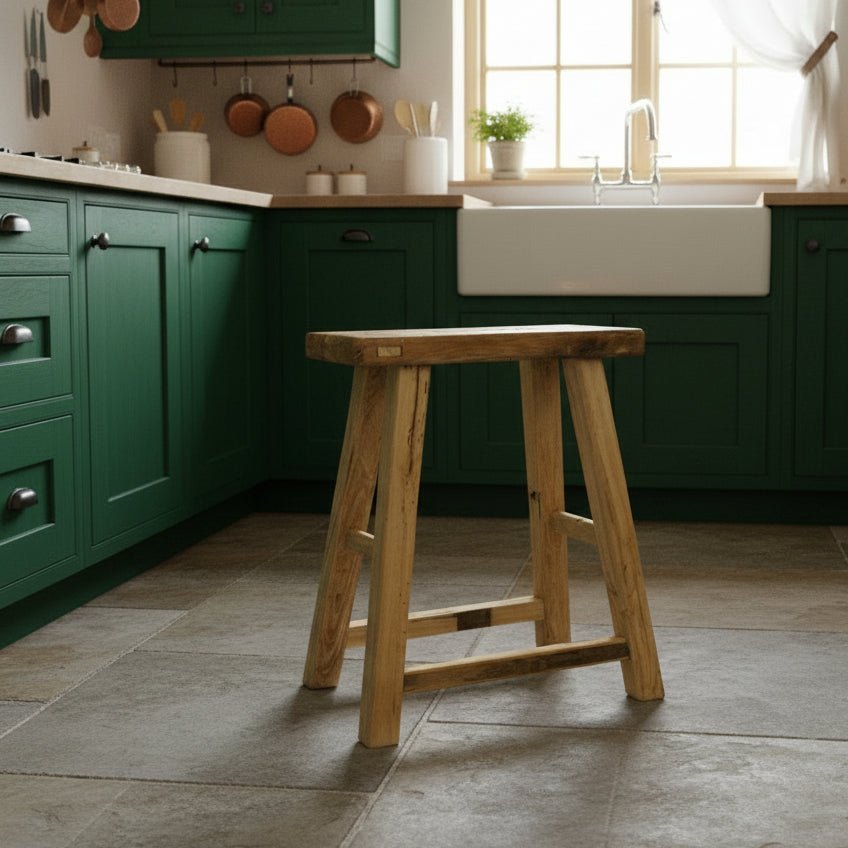 Vintage Rustic Stool - Elm - Distinctly Living