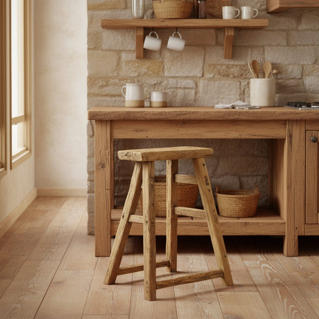Vintage Rustic Stool - Elm - Distinctly Living