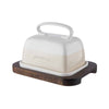 White and Wood Butter Dish Set - Distinctly Living