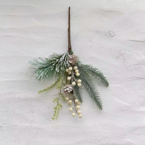 White Berry and Cone Sprig - Distinctly Living