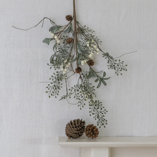 White Berry Stem With Leaves - Distinctly Living